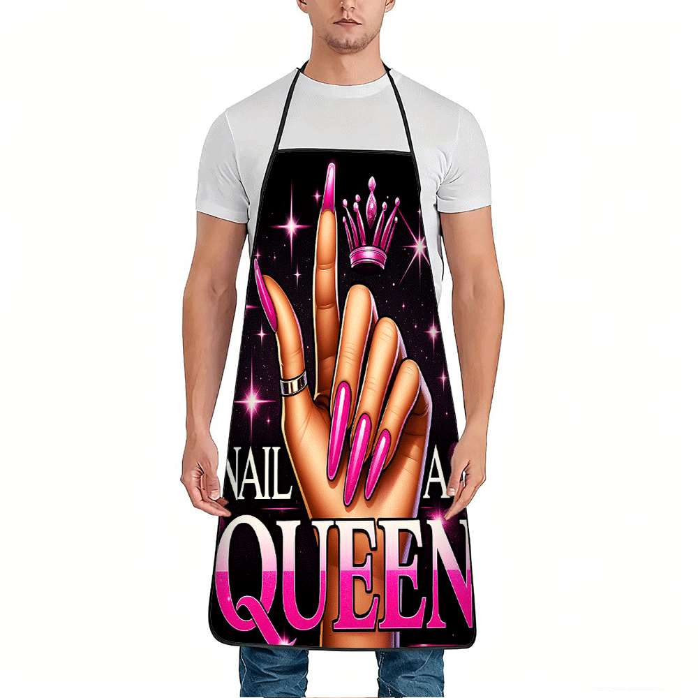 Nail Art Queen - Modny fartuch z motywem zdobień paznokci,