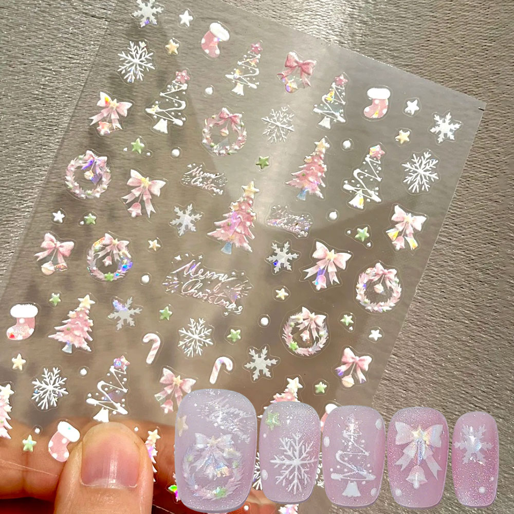 Nail Art Xmas Tree - 1 szt. Aurora Różowe Naklejki na