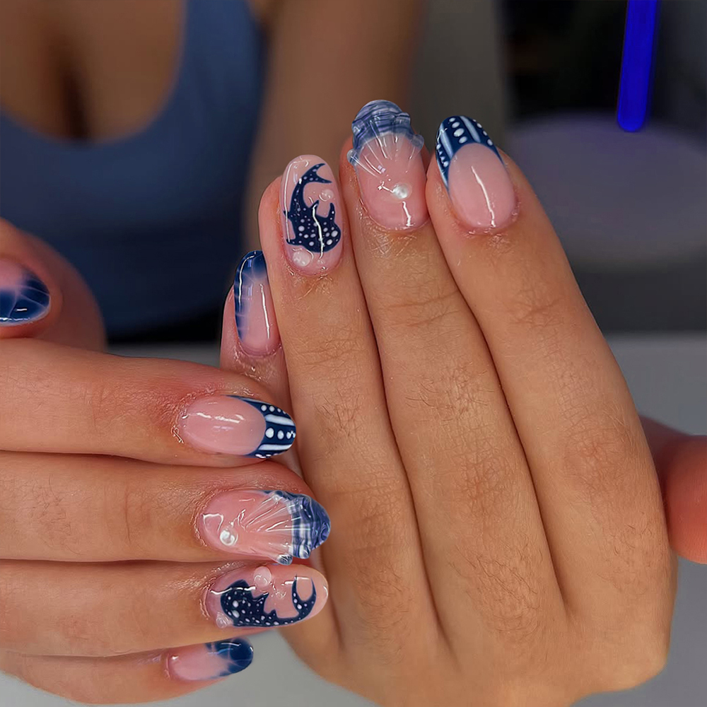 Nail Art Press On - 24 szt. migdałowe paznokcie żelowe 3D