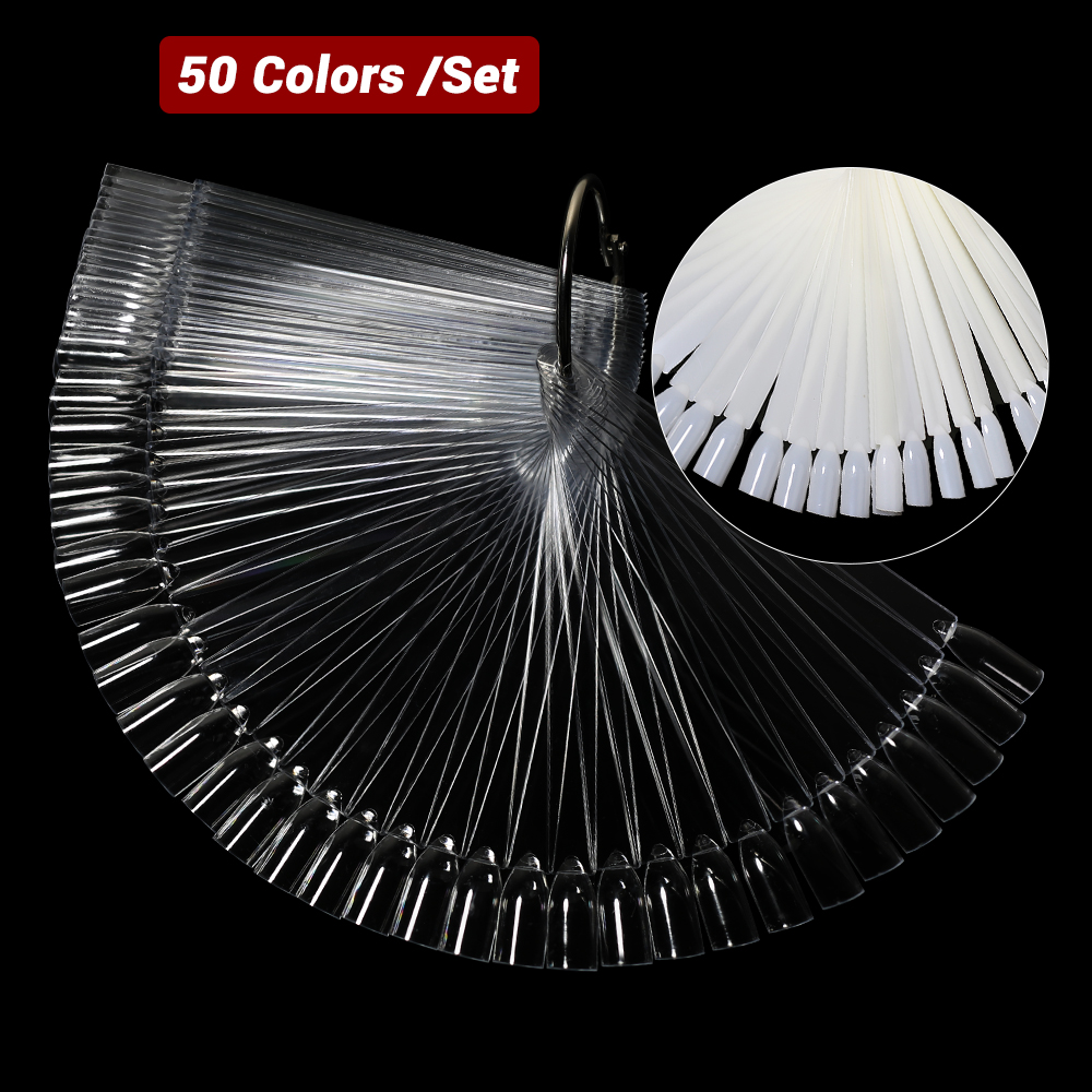 Nail Art Oval - 50 szt. Przezroczyste, naturalne kolorowe wzorniki