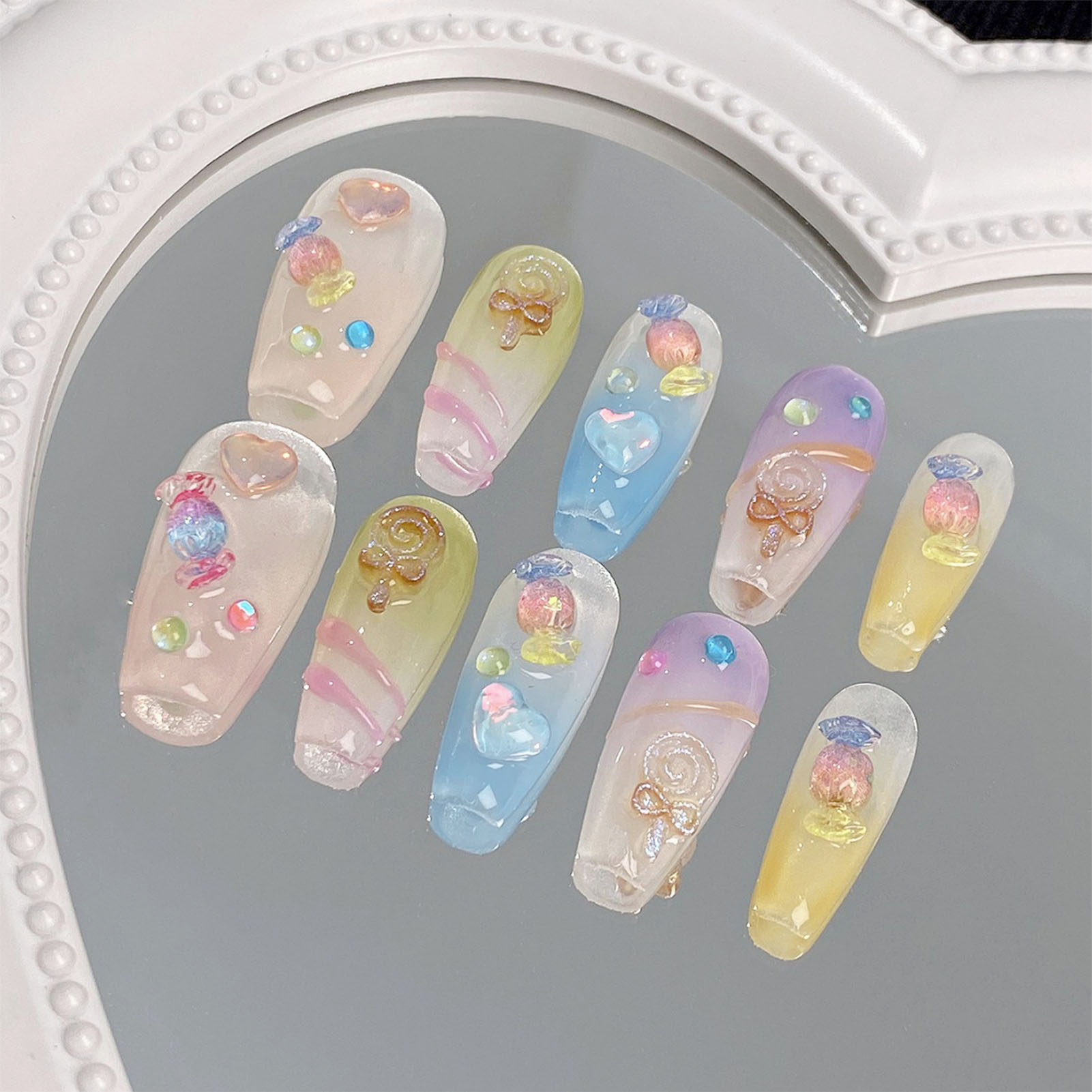 Nail Art Press On - Ręcznie robiona prasa na paznokcie Słodkie
