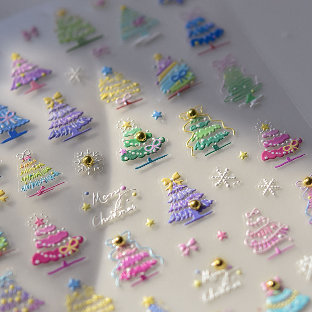 Nail Art Xmas Tree - Świąteczne naklejki do paznokci naklejki 5D