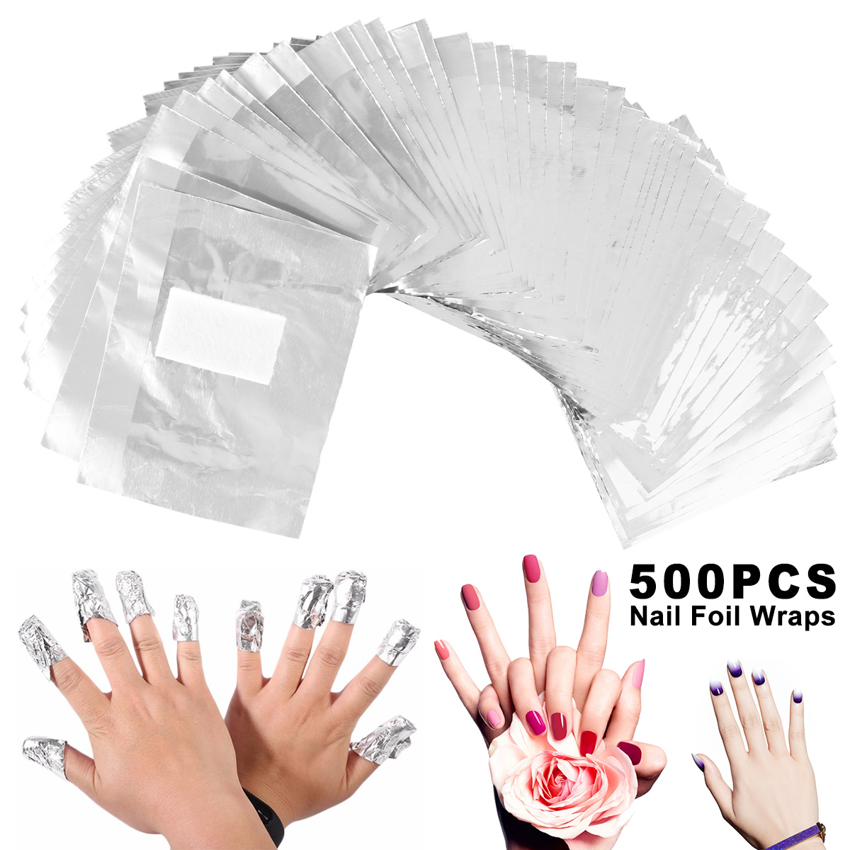 Nail Art Remover - 500/1000 szt. Aluminiowe folie do usuwania