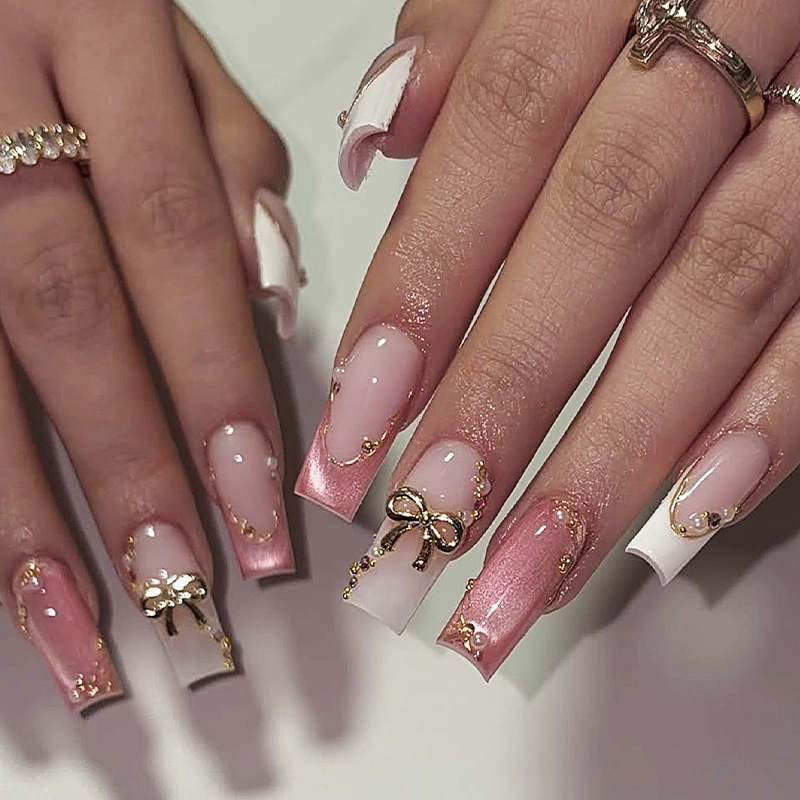 24Pcs Słodkie Średnie Kwadrato – Nail Art Press On recenzja i cena