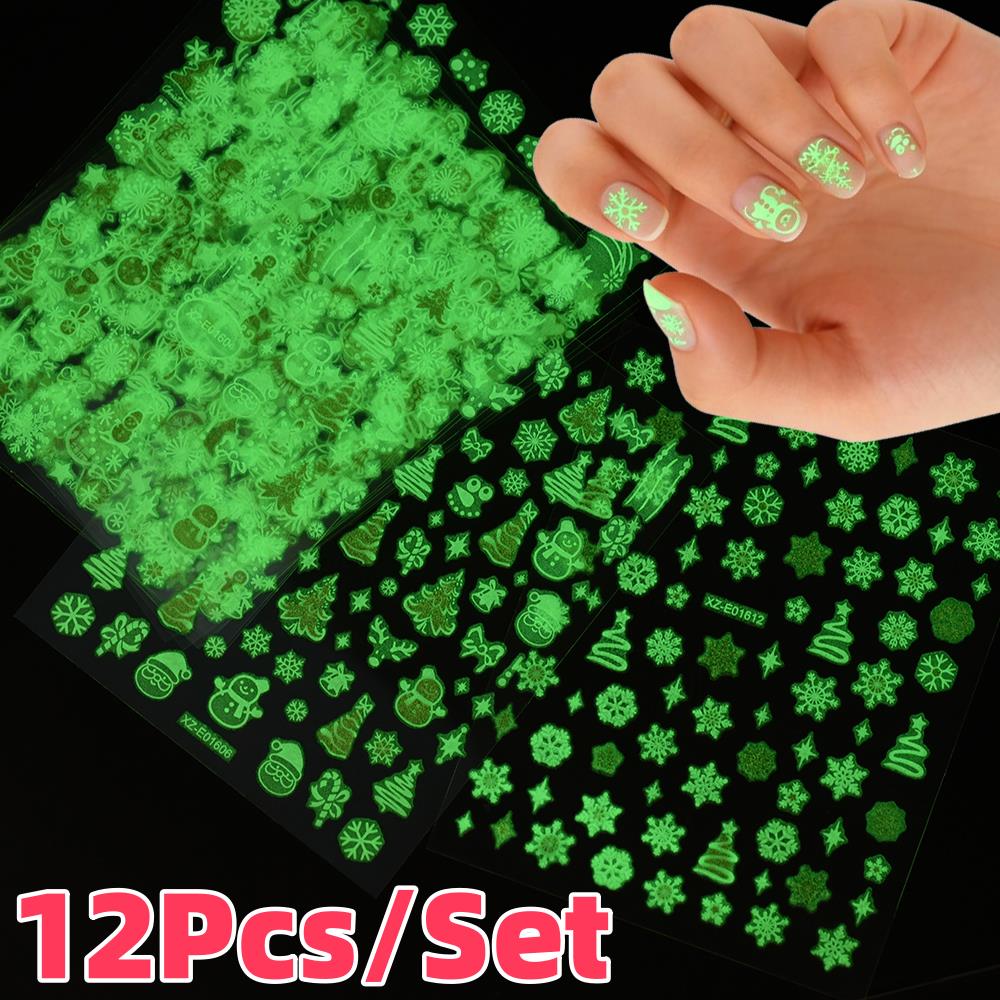 12 sztuk/zestaw Świecące w cie – Nail Art Xmas Tree recenzja i cena