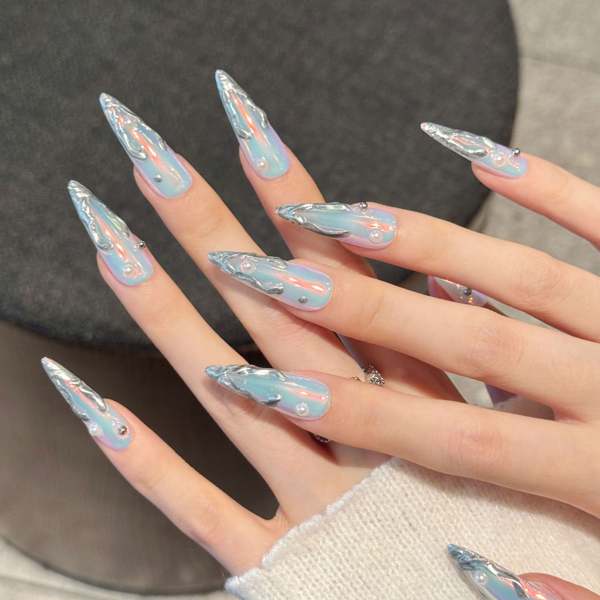 10 szt. Srebrne Paznokcie Sztu – Nail Art Press On recenzja i cena