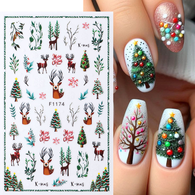 2 szt. Świąteczne naklejki na  – Nail Art Xmas Tree recenzja i cena