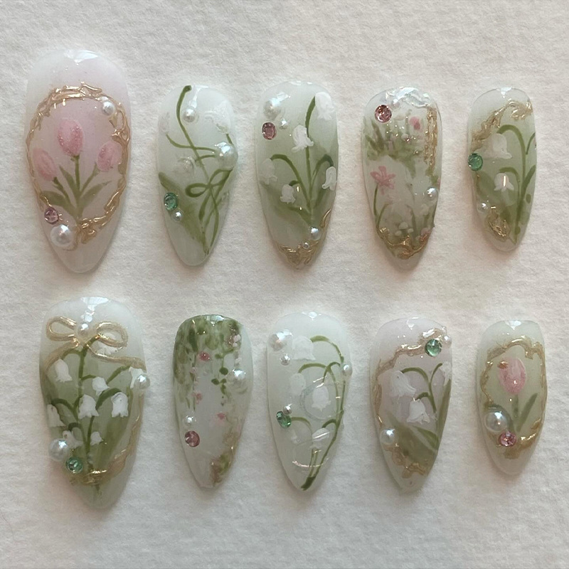 24 szt. Zielone sztuczne pazno – Nail Art Oval recenzja i cena