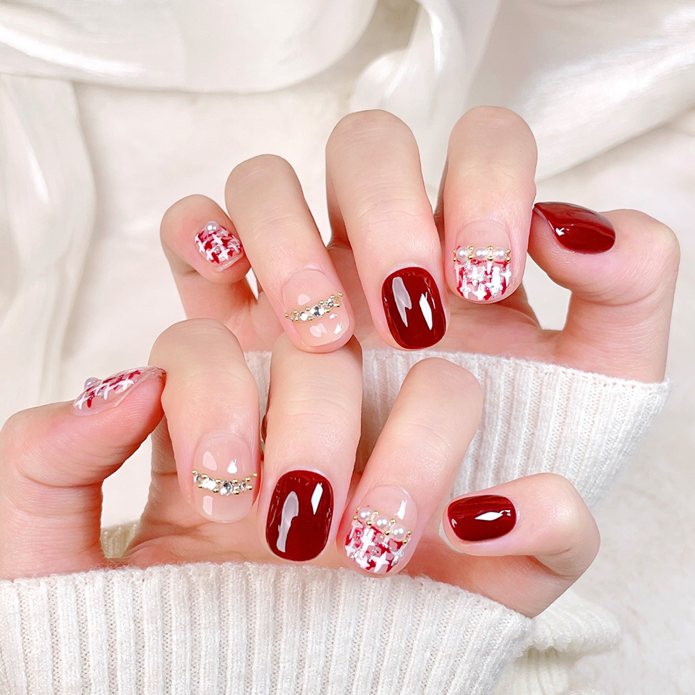 10 szt. Krótkie Kwadratowe Okr – Nail Art Press On recenzja i cena